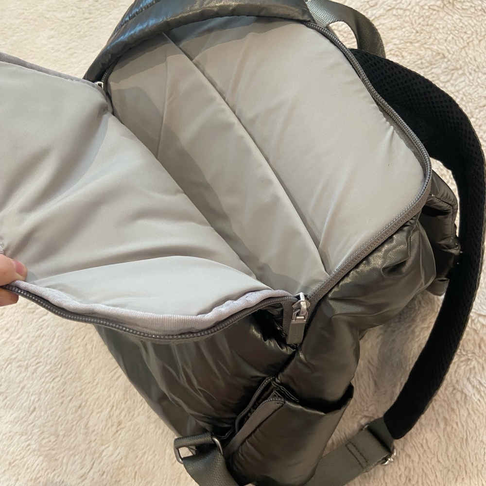 Baggallini Go To Laptop Flap Backpack Gunmetal Puff RFID Travel Work Bag - Picture 11 of 13